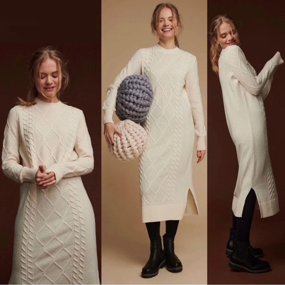 NWT Barbour Burne Long Sleeve Wool Blend Sweater Knit Dress - Picture 2 of 16